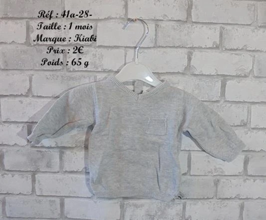 Sweat 1 mois Kiabi (41a-28)